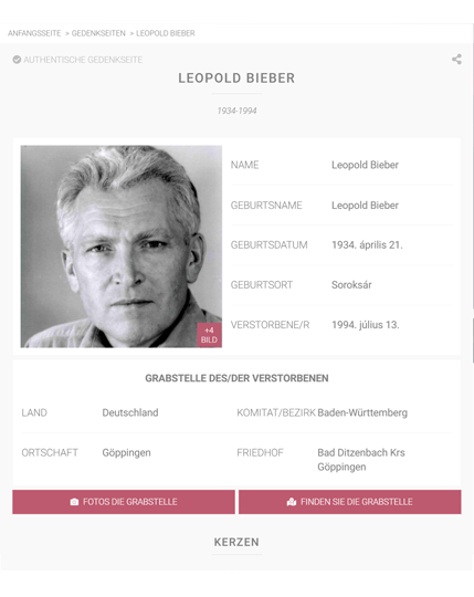 Lapidaris Gedenkseite