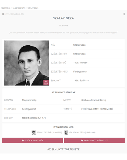 Lapidaris Emlékoldal