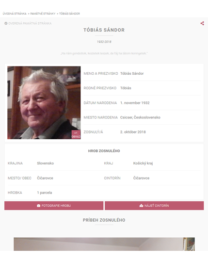 Lapidaris pamätná stránka